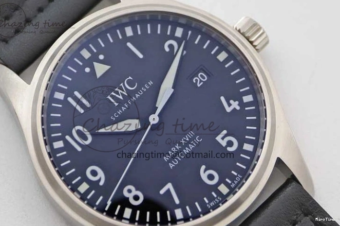 MIROTIME 0421 Vibrant Mark XVIII IW327001 SS M+F 1:1 Best Edition Black Dial on Black Leather Strap A 7055